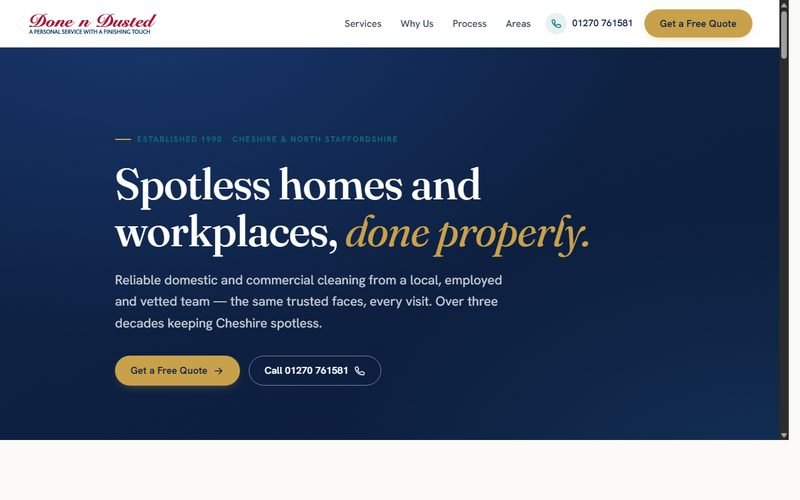 Done n Dusted website homepage