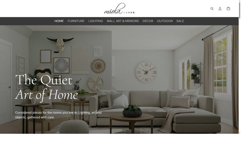 Miola website homepage
